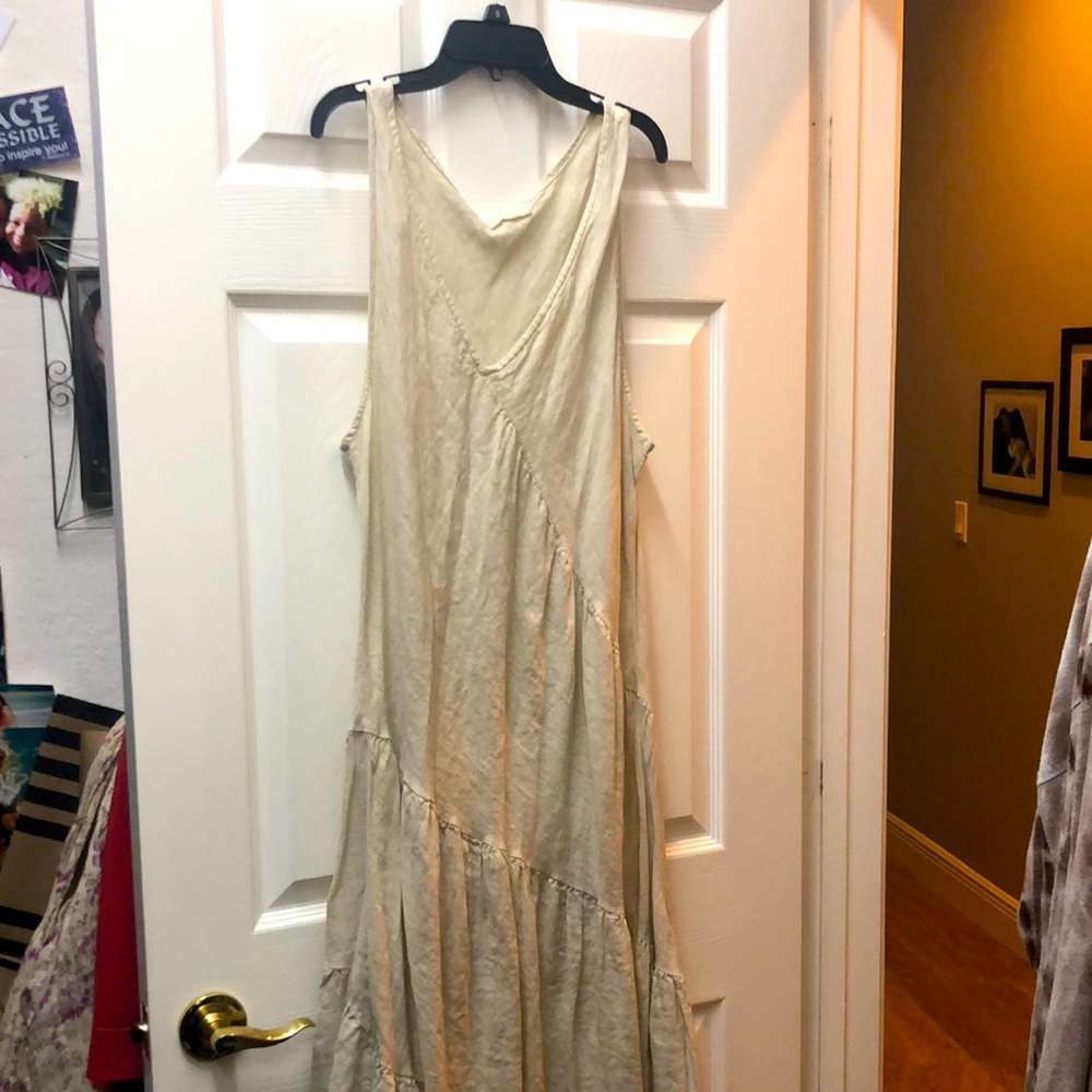 Cream linen maxi dress